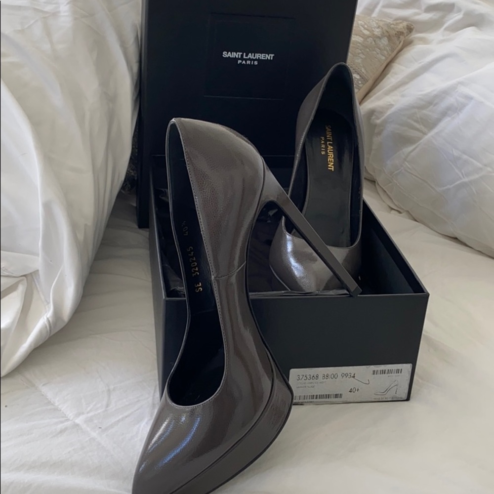 New Yves Saint Laurent DarkGray Janis Platform YSL
